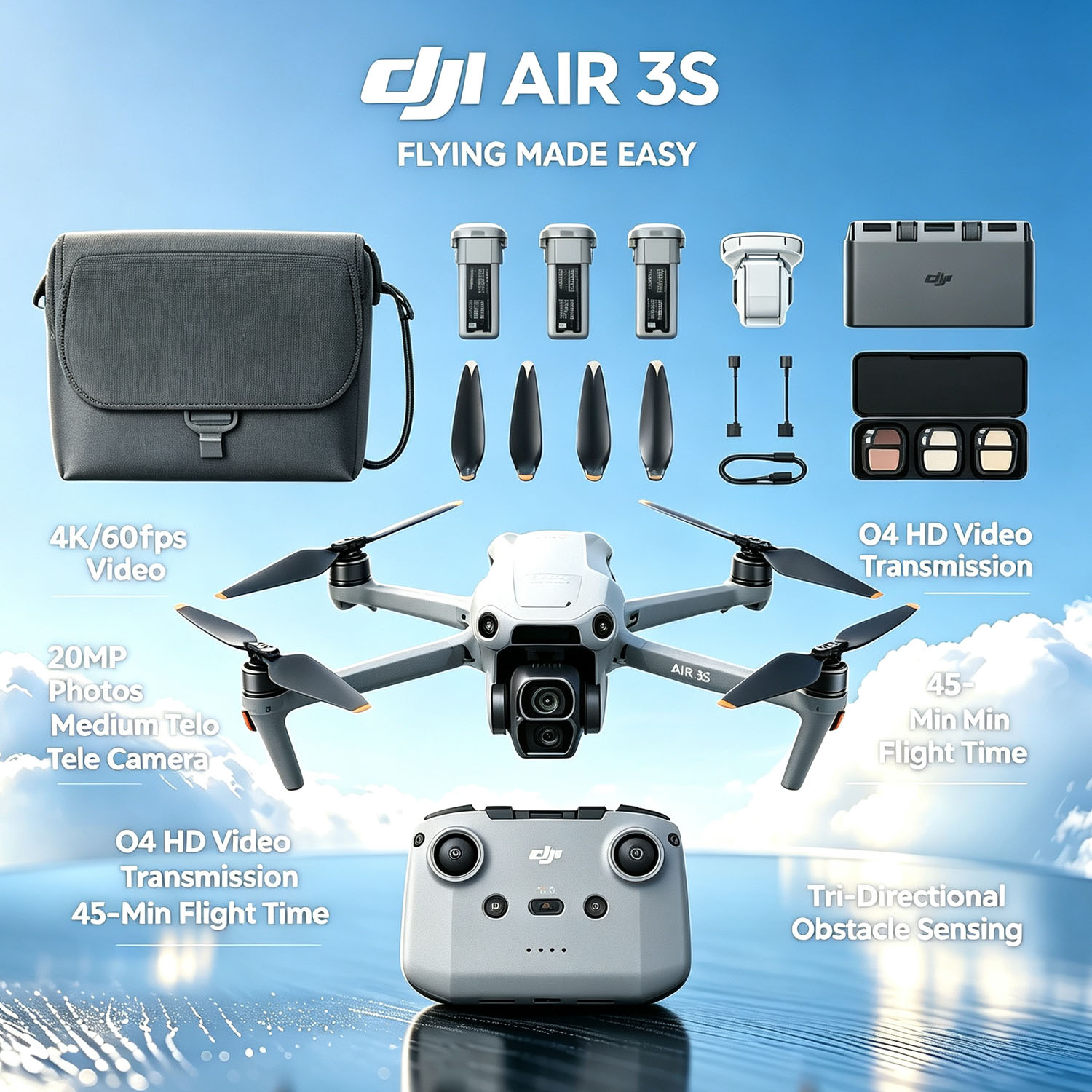 DJI Air 3S Fly More Combo (RC- - Drone Rc N3 3 Batteries reseña y precio